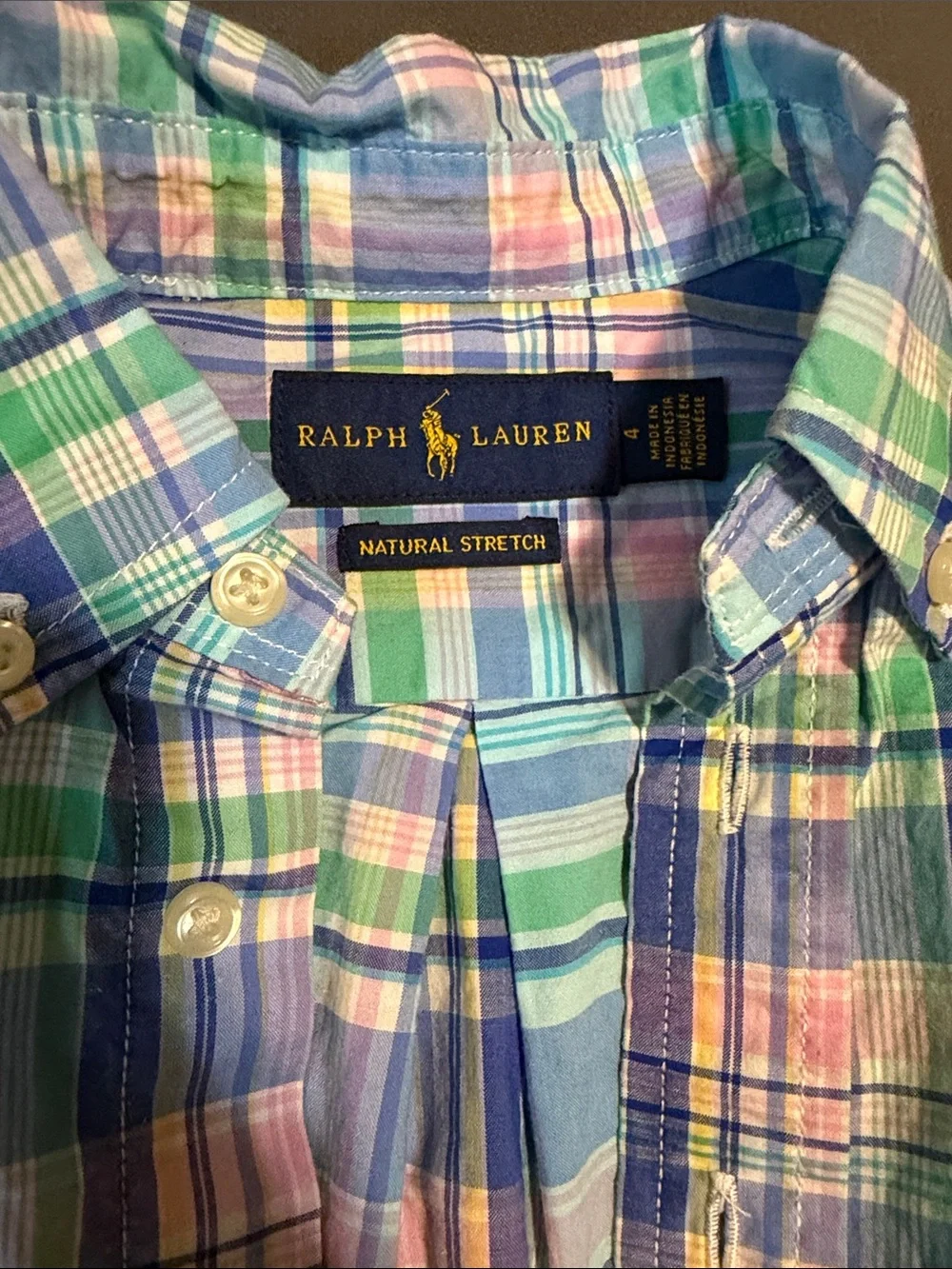 EUC Ralph Lauren Kids Pastel Plaid Button-Up Shirt